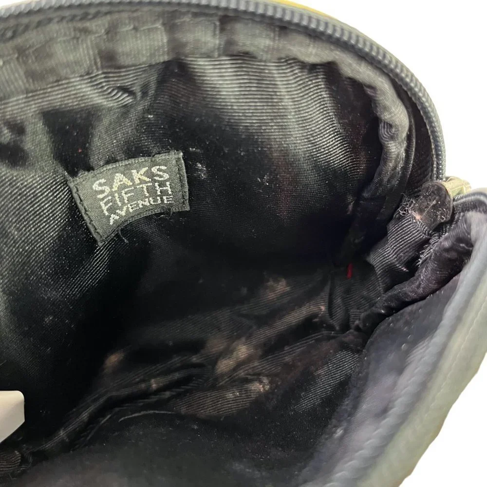 Saks Fifth Avenue Logo Full Zip Coin Purse Plastic Full Zip Cosmetic Bag Tote